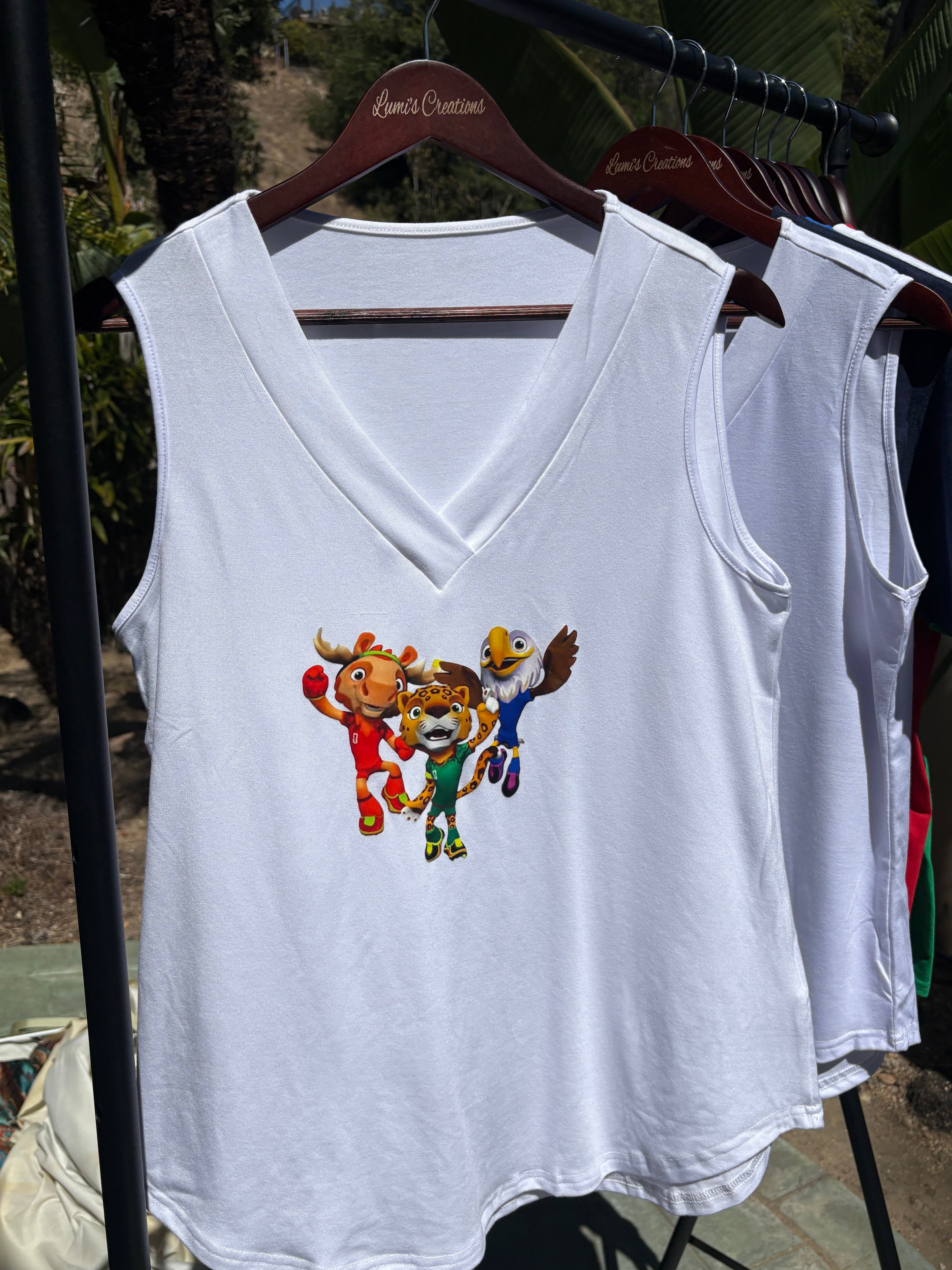 Women football mascots V neck Tank Top